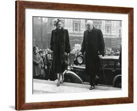 Winston Churchill, with His Wife Clementine Enter St. Paul's Cathedral-null-Framed Photo