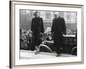 Winston Churchill, with His Wife Clementine Enter St. Paul's Cathedral-null-Framed Photo