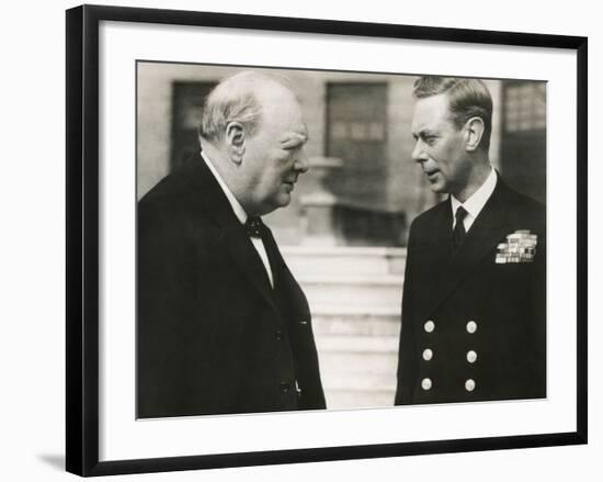 Winston Churchill with King George VI, May 8, 1948-null-Framed Photo