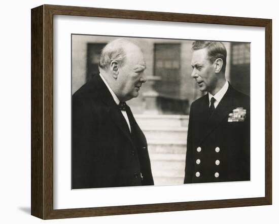 Winston Churchill with King George VI, May 8, 1948-null-Framed Photo