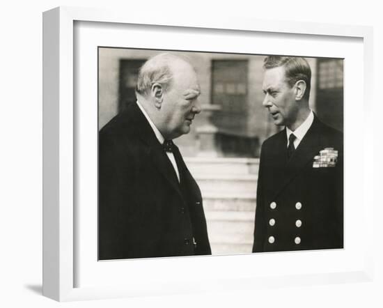 Winston Churchill with King George VI, May 8, 1948-null-Framed Photo