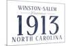 Winston-Salem, North Carolina - Established Date (Blue)-Lantern Press-Mounted Premium Giclee Print