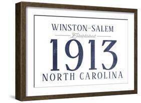 Winston-Salem, North Carolina - Established Date (Blue)-Lantern Press-Framed Art Print