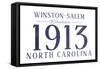 Winston-Salem, North Carolina - Established Date (Blue)-Lantern Press-Framed Stretched Canvas