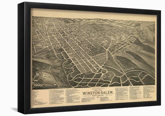 Winston-Salem, North Carolina - Panoramic Map-null-Framed Poster