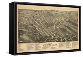 Winston-Salem, North Carolina - Panoramic Map-Lantern Press-Framed Stretched Canvas