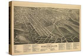 Winston-Salem, North Carolina - Panoramic Map-Lantern Press-Stretched Canvas