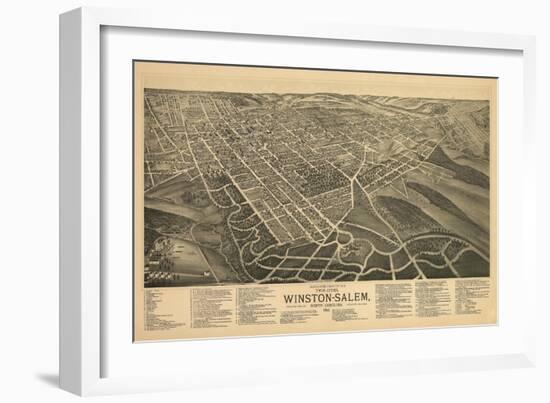 Winston-Salem, North Carolina - Panoramic Map-Lantern Press-Framed Art Print
