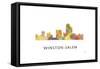 Winston-Salem North Carolina Skyline-Marlene Watson-Framed Stretched Canvas