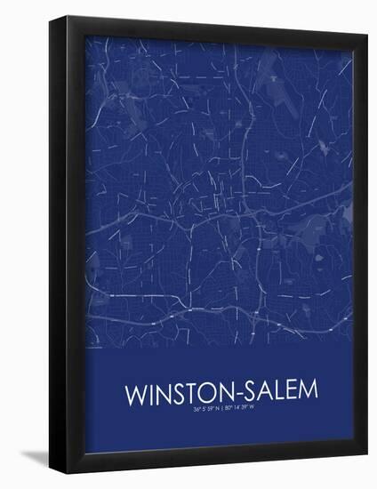 Winston-Salem, United States of America Blue Map-null-Framed Poster