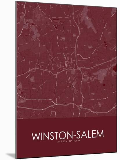 Winston-Salem, United States of America Red Map-null-Mounted Poster