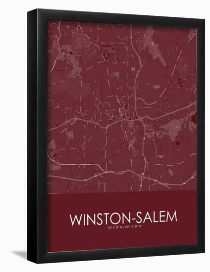 Winston-Salem, United States of America Red Map-null-Framed Poster