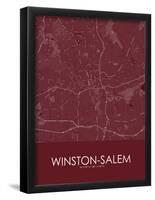 Winston-Salem, United States of America Red Map-null-Framed Poster