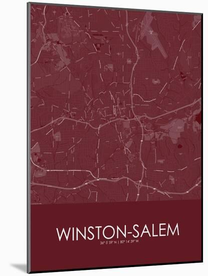 Winston-Salem, United States of America Red Map-null-Mounted Poster