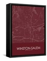 Winston-Salem, United States of America Red Map-null-Framed Stretched Canvas