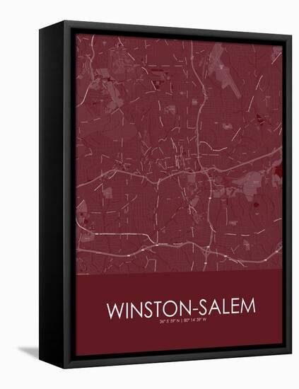 Winston-Salem, United States of America Red Map-null-Framed Stretched Canvas