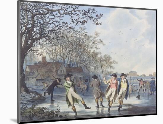 Winter Amusement: a View in Hyde Park from the Moated House, 1787 (Aquatint)-Julius Caesar Ibbetson-Mounted Giclee Print