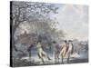 Winter Amusement: a View in Hyde Park from the Moated House, 1787 (Aquatint)-Julius Caesar Ibbetson-Stretched Canvas