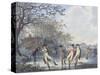 Winter Amusement: a View in Hyde Park from the Moated House, 1787 (Aquatint)-Julius Caesar Ibbetson-Stretched Canvas