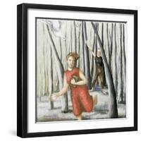 Winter Annunciation with Running Woman in Red, 2006-Caroline Jennings-Framed Giclee Print