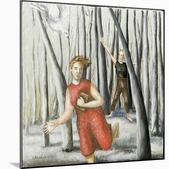 Winter Annunciation with Running Woman in Red, 2006-Caroline Jennings-Mounted Giclee Print