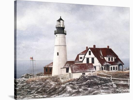 Winter At Portland Head-David Knowlton-Stretched Canvas