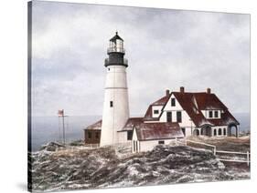 Winter At Portland Head-David Knowlton-Stretched Canvas