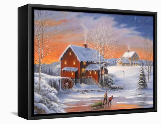 Winter at the Old Mill-John Zaccheo-Framed Stretched Canvas