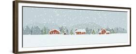 Winter Background with a Peaceful Village in a Snowy Landscape. Christmas Vector Hand Drawn Backgro-Artem Musaev-Framed Premium Giclee Print