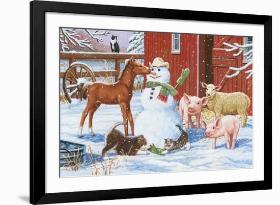 Winter Barnyard Scene-William Vanderdasson-Framed Giclee Print