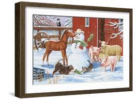 Winter Barnyard Scene-William Vanderdasson-Framed Giclee Print