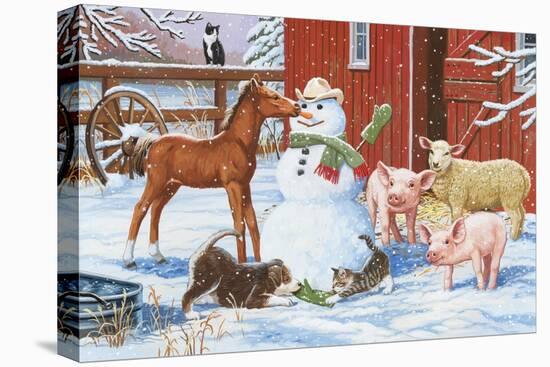 Winter Barnyard Scene-William Vanderdasson-Stretched Canvas