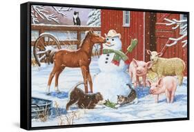 Winter Barnyard Scene-William Vanderdasson-Framed Stretched Canvas