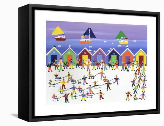 Winter Beach Parade-Gordon Barker-Framed Stretched Canvas