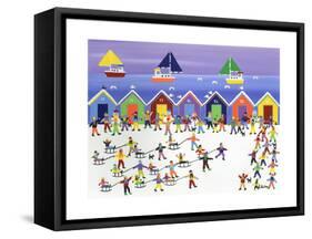 Winter Beach Parade-Gordon Barker-Framed Stretched Canvas