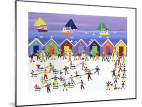 Winter Beach Parade-Gordon Barker-Mounted Giclee Print