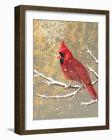 Winter Birds Cardinal Color-Beth Grove-Framed Art Print