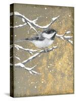 Winter Birds Chicadee Neutral-Beth Grove-Stretched Canvas