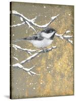Winter Birds Chicadee Neutral-Beth Grove-Stretched Canvas