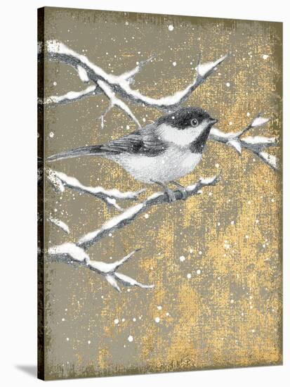 Winter Birds Chicadee Neutral-Beth Grove-Stretched Canvas