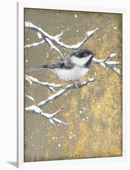 Winter Birds Chicadee Neutral-Beth Grove-Framed Art Print