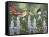 Winter Birds on a Snowy Fence-William Vanderdasson-Framed Stretched Canvas