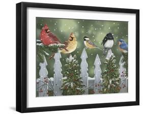 Winter Birds on a Snowy Fence-William Vanderdasson-Framed Giclee Print