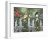 Winter Birds on a Snowy Fence-William Vanderdasson-Framed Giclee Print