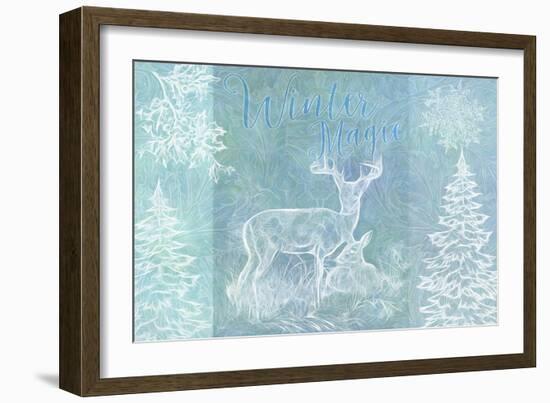 Winter Buck and Deer-Cora Niele-Framed Giclee Print