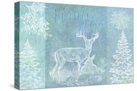 Winter Buck and Deer-Cora Niele-Stretched Canvas