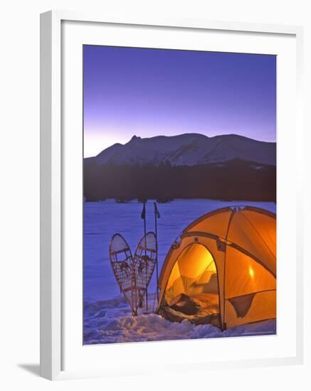 Winter Camping with Snowshoes, East Glacier, Montana, USA-Chuck Haney-Framed Photographic Print