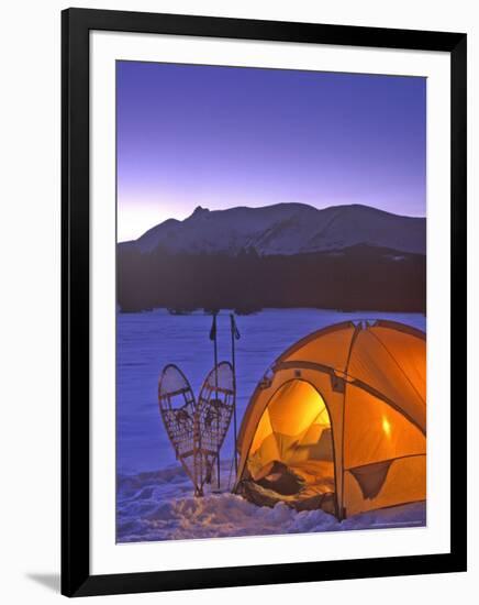 Winter Camping with Snowshoes, East Glacier, Montana, USA-Chuck Haney-Framed Photographic Print