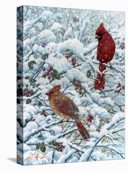 Winter Cardinal Painting-Jeff Tift-Stretched Canvas