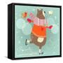 Winter Cartoon Bear-Elena Barenbaum-Framed Stretched Canvas